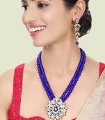 Trendy 2 Layer Jadau Pearl blue Necklace For Women And Girls