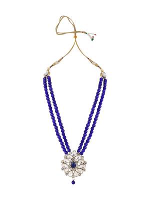 Trendy 2 Layer Jadau Pearl blue Necklace For Women And Girls 4