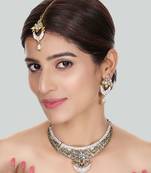 Designer Antique Polish Traditional Matte Finish Necklace with Earring Maangtika