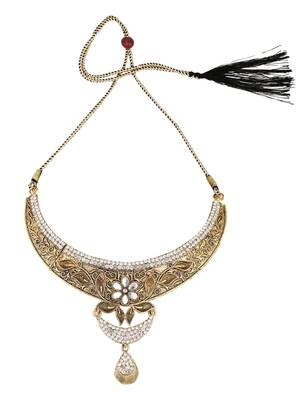 Designer Antique Polish Traditional Matte Finish Necklace with Earring Maangtika 4