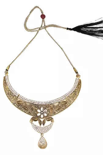 Designer Antique Polish Traditional Matte Finish Necklace with Earring Maangtika