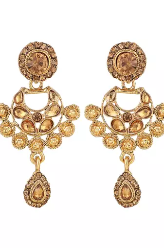 Designer Gold Plated Traditional Matte Finish Necklace with Earring Maangtika