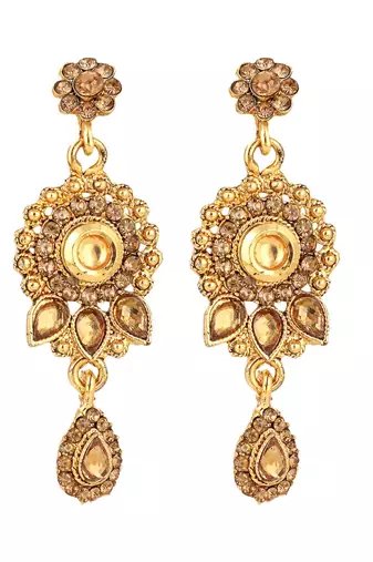 Designer Gold Plated Traditional Matte Finish Necklace with Earring Maangtika