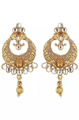 Designer Gold Plated Traditional Matte Finish Necklace with Earring Maangtika