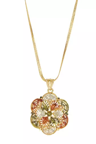 Designer gold platted multi color strings design necklace