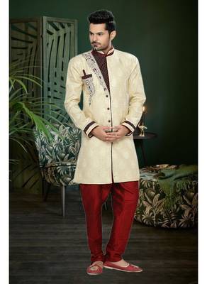 Gold Embroidered Jaquard Stitched Sherwani 2