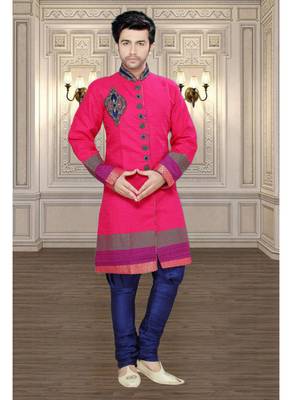 Pink Embroidered Brocade Stitched Sherwani 2
