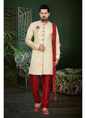 Gold Embroidered Jacquard Stitched Sherwani 2