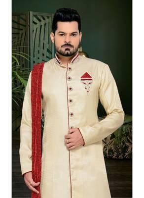 Gold Embroidered Jacquard Stitched Sherwani 3