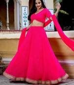Captivating Pink Laheriya Print Georgette Designer Lehenga Choli