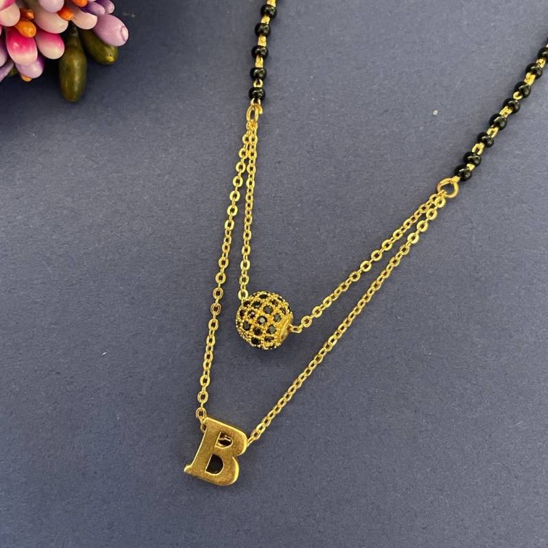 B letter mangalsutra ad black ball pendant short mangalsutra designs name mangalsutras (20 inches)