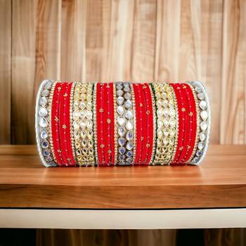 Rich texture bangle set with silk thread bangles and kundan kada by leshya 1