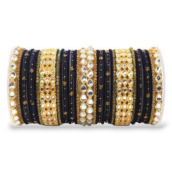 Rich texture bangle set with silk thread bangles and kundan kada by leshya 1