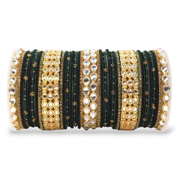 Rich texture bangle set with silk thread bangles and kundan kada by leshya 1
