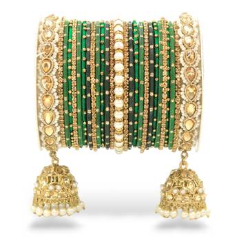 Bridal jhumki style bangle set for two hands by leshya 2