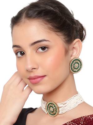 Choker necklace and drop earring set for women by leshya 2