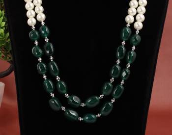 Semi precious onyx stone with pearls 2