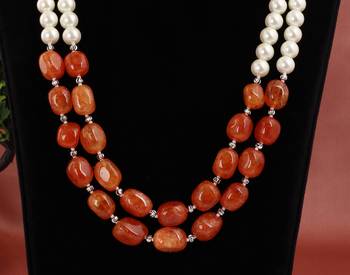 Semi precious onyx stone with pearls 3