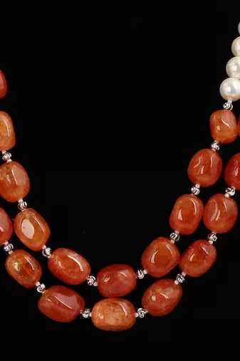 Semi precious onyx stone with pearls