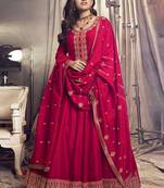 Rani Pink Heavy Zari Embroidery Work Bollywood Style Party Anarkali