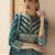 Turquoise Georgette Embroidered Traditional Slit Style Pant Suit