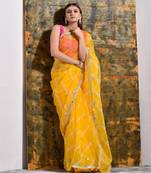 Haldi Yellow Organza Tissue Gotapatti Saree