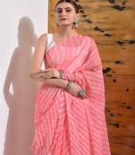 Pastel Peach Chiffon Leheriya Saree