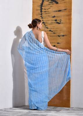 Powder Blue Chiffon Leheriya Saree 2