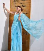 Sky Blue Chiffon Leheriya Saree