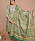 Women Green Ethnic Motifs  Pure Cotton Kurta with Palazzo & Dupatta