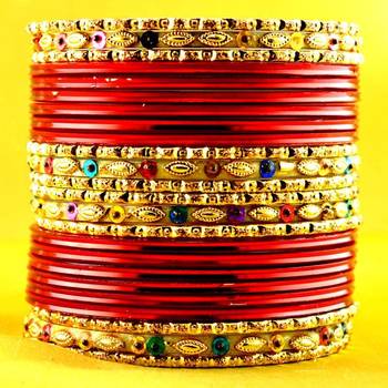 multi coulour brass rajasthani bangle size-2.6,2.8 2
