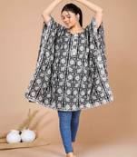 Women Black Printed Floral Printed Kaftan Dress