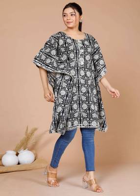 Women Black Printed Floral Printed Kaftan Dress 3