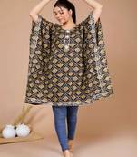  Womens Gotta Patti Work Blue Printed Flared Sleeves Kaftan Kurti