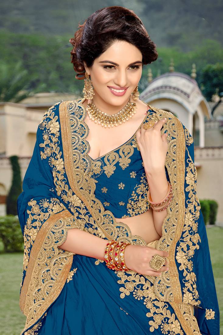 Trendmalls Morpeach Silk Heavy Embroidery Work Bollywood Saree With Blouse