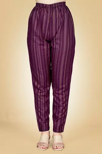 Purple Embroidery Work Rayon Stiched Kurta Pant