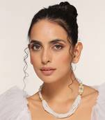 White gold tone pearl necklace