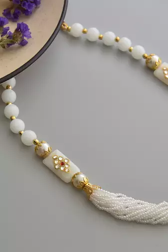 White gold tone pearl necklace