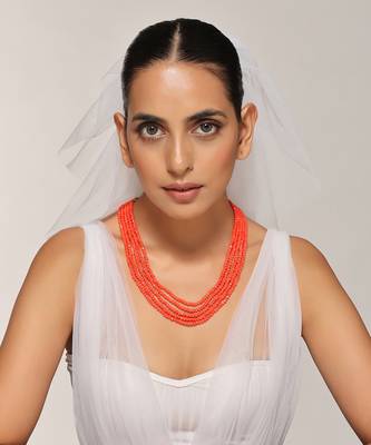 Orange beaded necklace 1