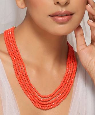 Orange beaded necklace 3