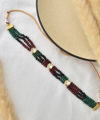 Red and green gold tone kundan choker 2