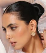 Gold tone kundan stud earrings