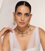 Red gold tone temple necklace set