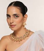 Mint and pink gold tone temple necklace set