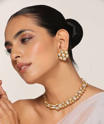 Gold tone kundan choker set 5