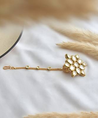 Gold tone kundan maang tikka 2