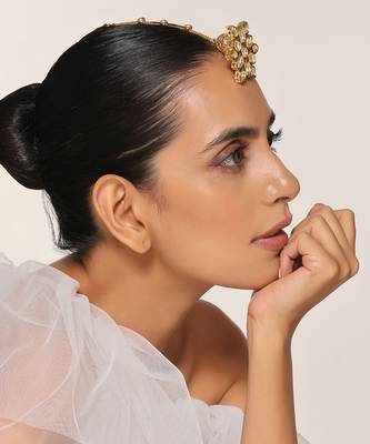 Gold tone kundan maang tikka 3