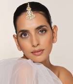 Gold tone polki maang tikka