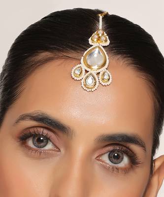 Gold tone polki maang tikka 3