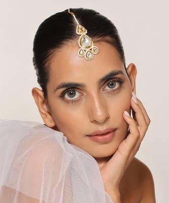 Gold tone polki maang tikka 5
